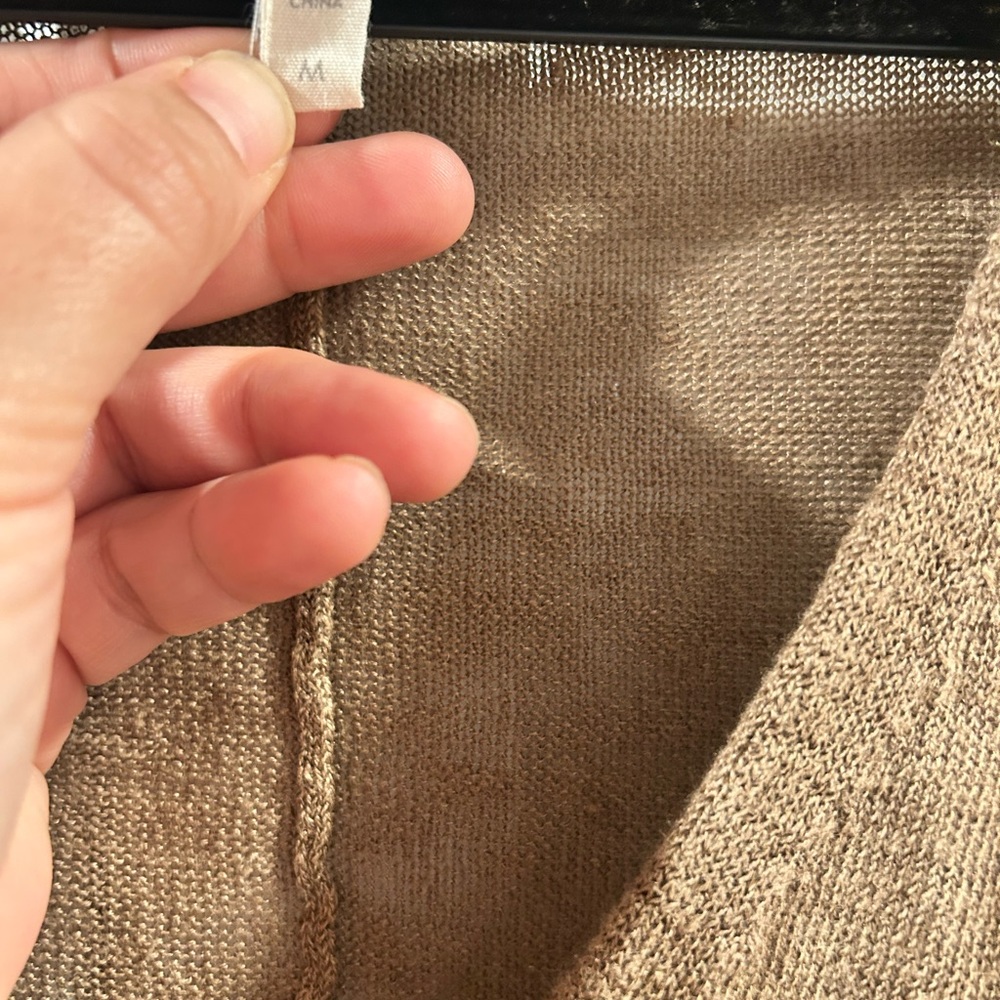 Eileen Fisher 100 % linen Tan Crew Neck cardigan - Picture 4 of 4